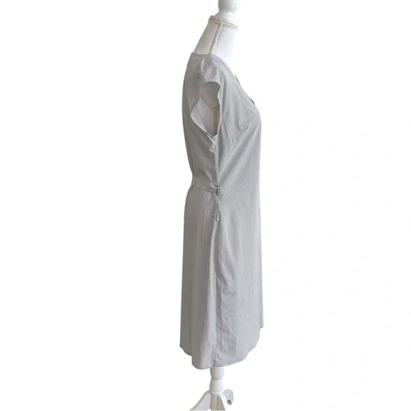 Athleta Newport Wrap Dress City Stripe Black/Sea Salt Medium - Picture 8 of 13